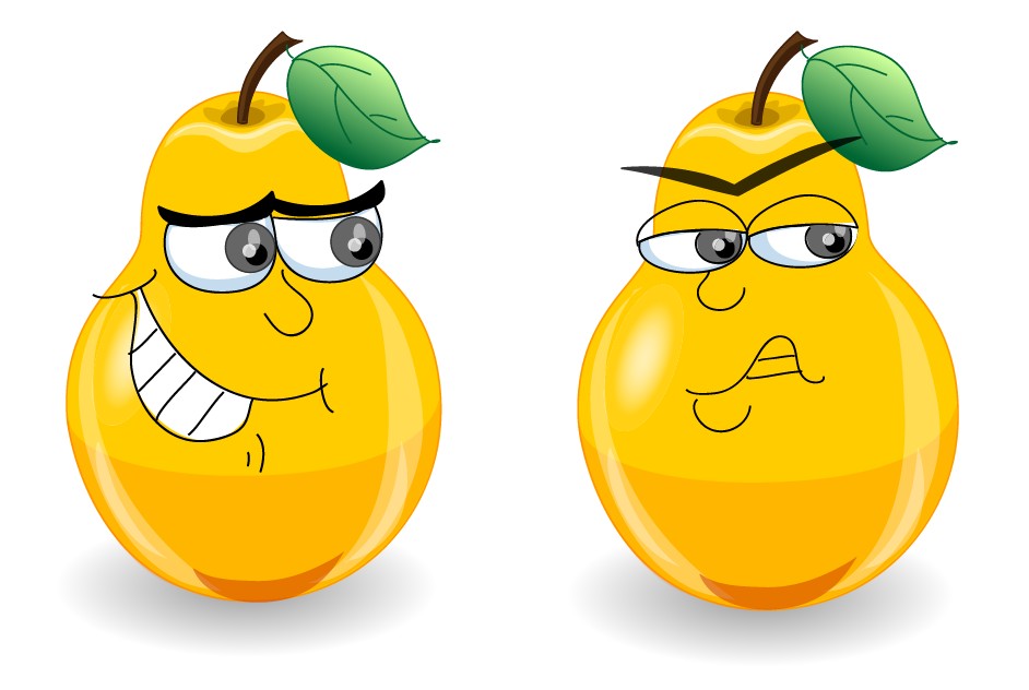 a cute cartoon pear expressions vector