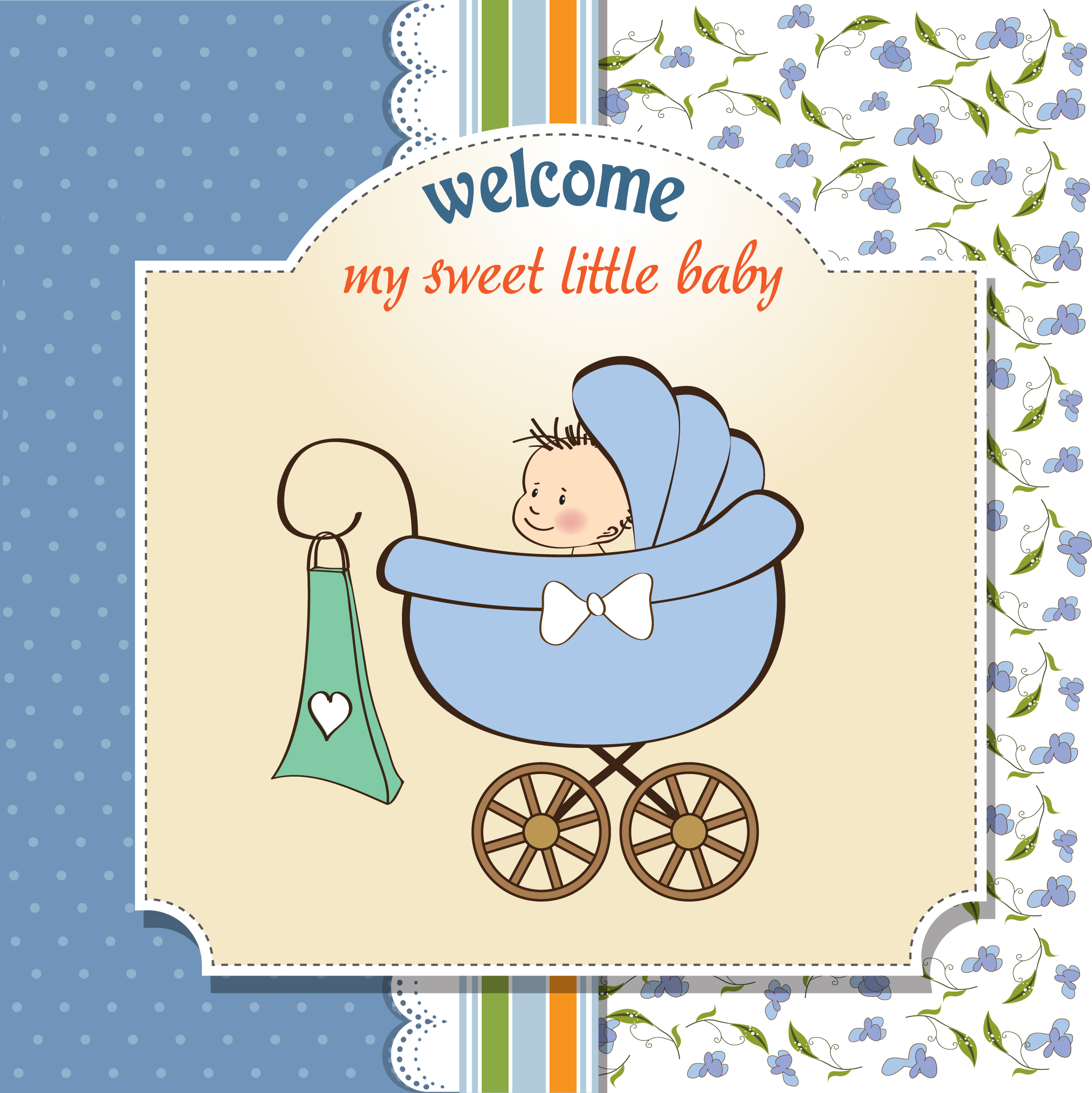 cartoon baby card 03 vector