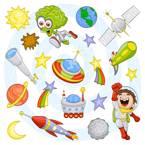 cartoon space pattern 02 vector