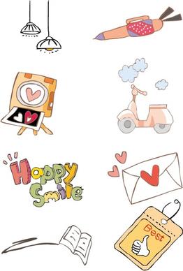 cute handdrawn illustrations vector