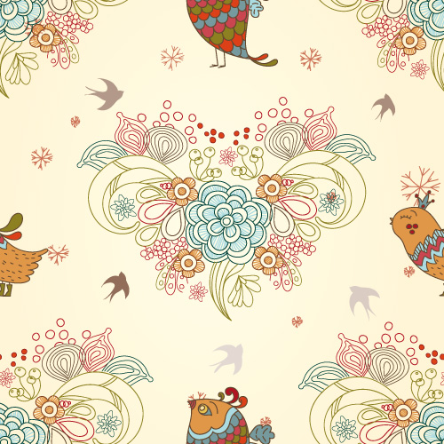 cartoon love birds pattern 03 vector