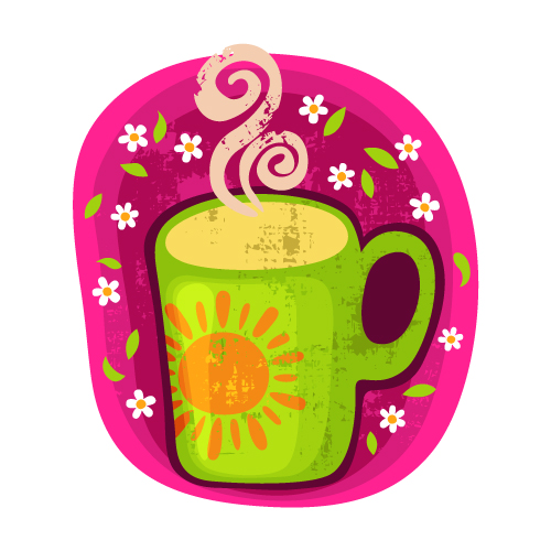 cartoon coffee cup stickers 05 vector