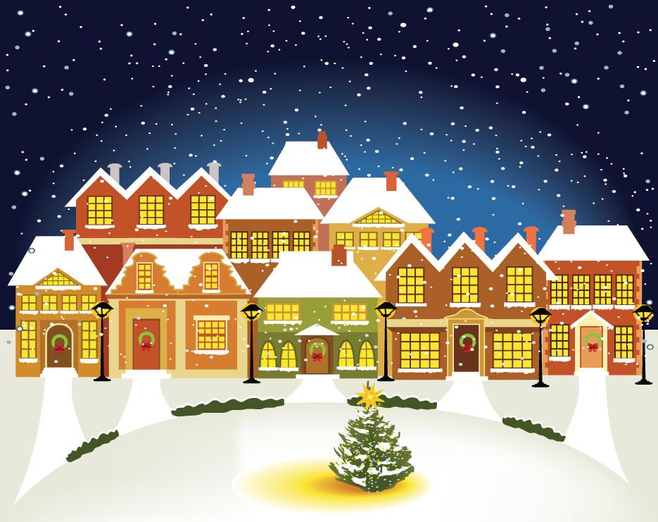 the cartoon christmas house background 03 vector