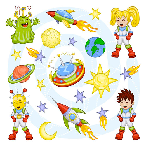 cartoon space pattern 01 vector