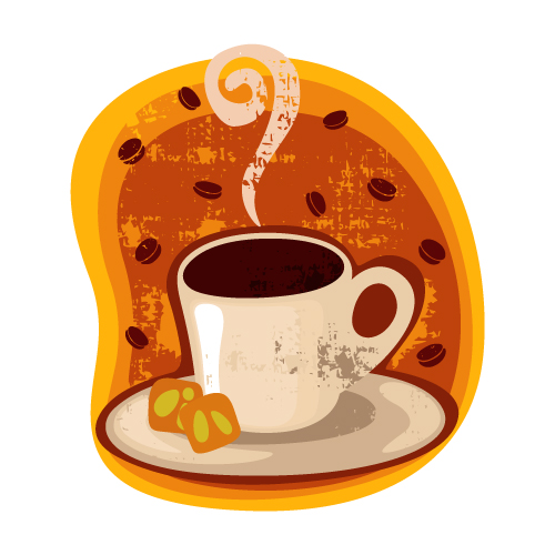 cartoon coffee cup stickers 03 vector