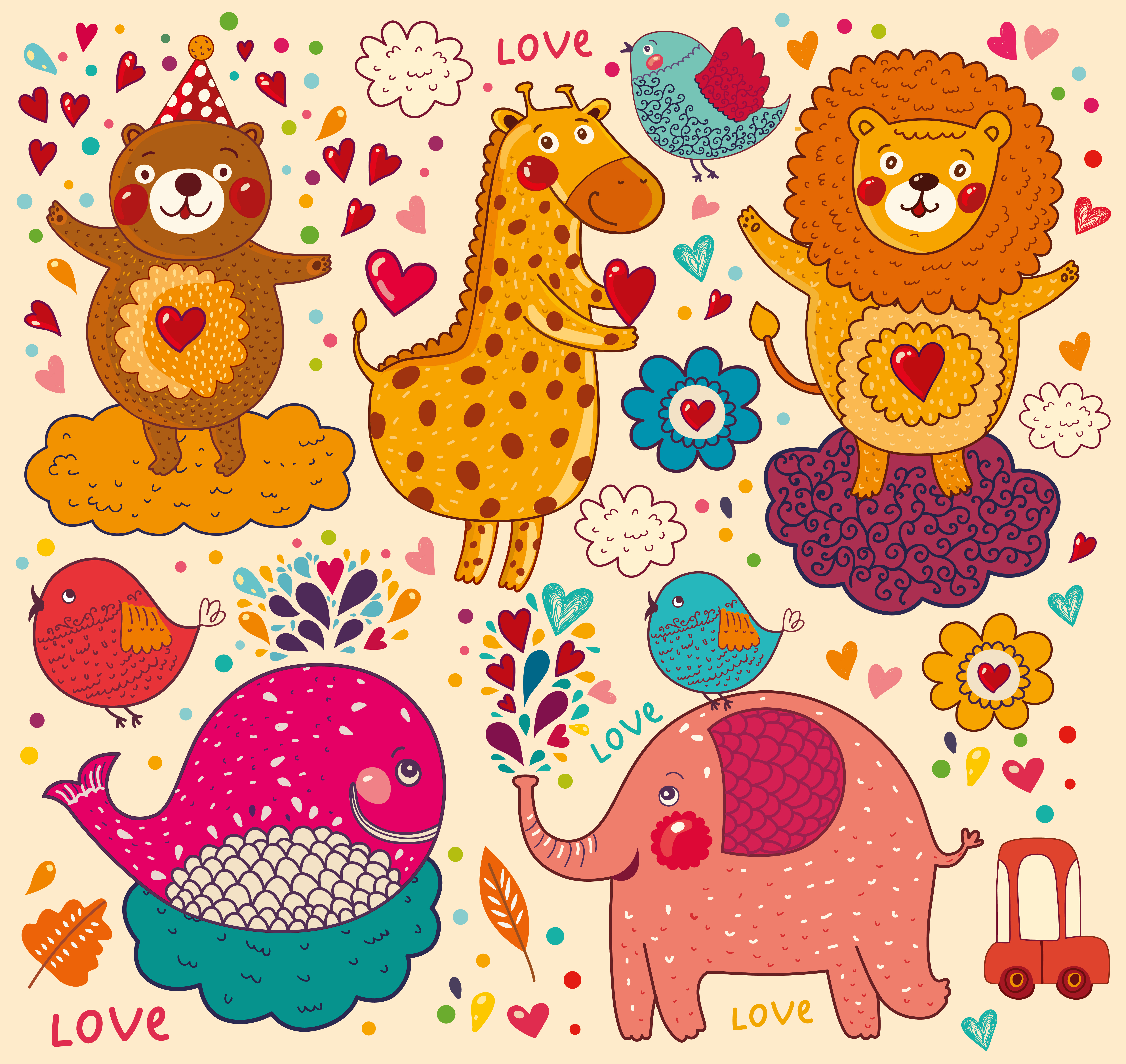 handpainted cartoon pattern 02 vector