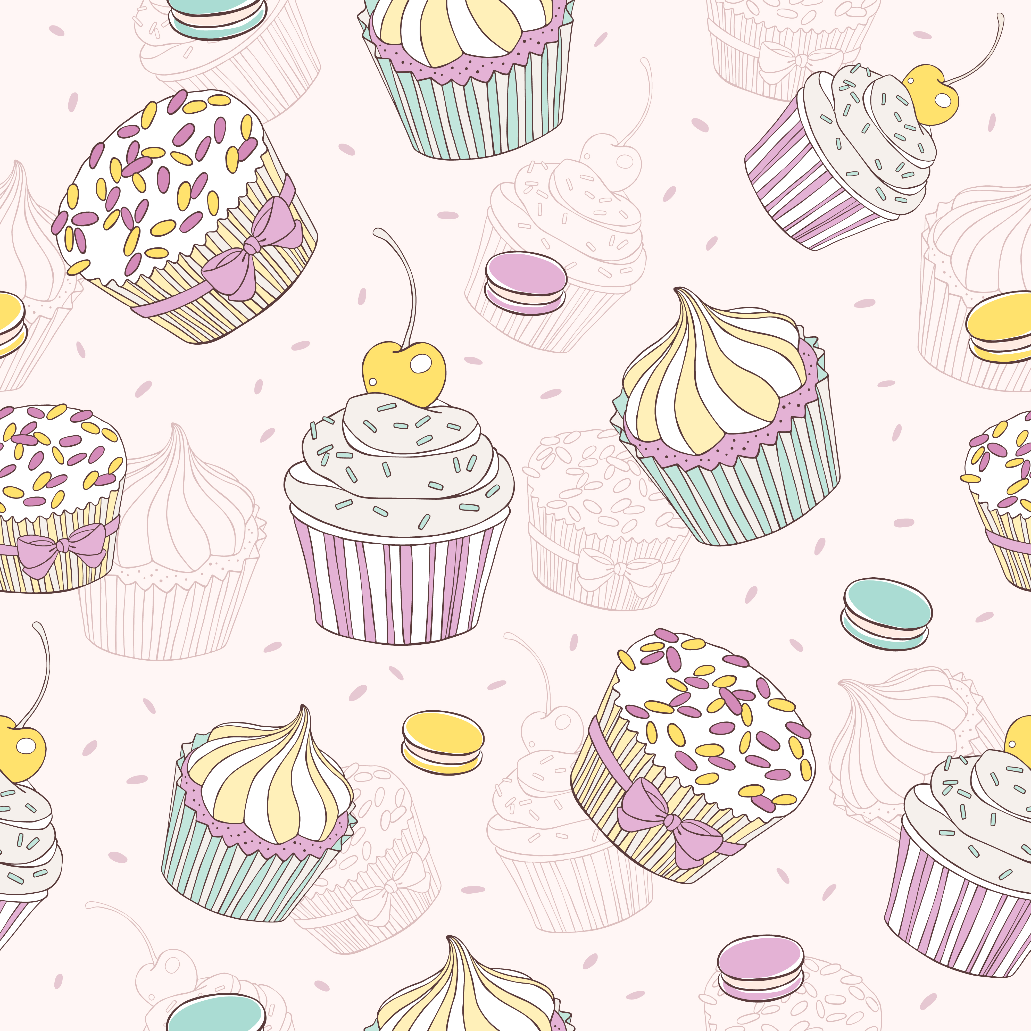 cartoon dessert background 02 vector