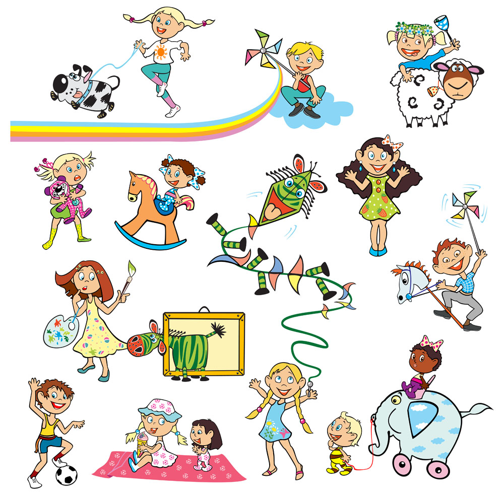 cartoon children 01 vector