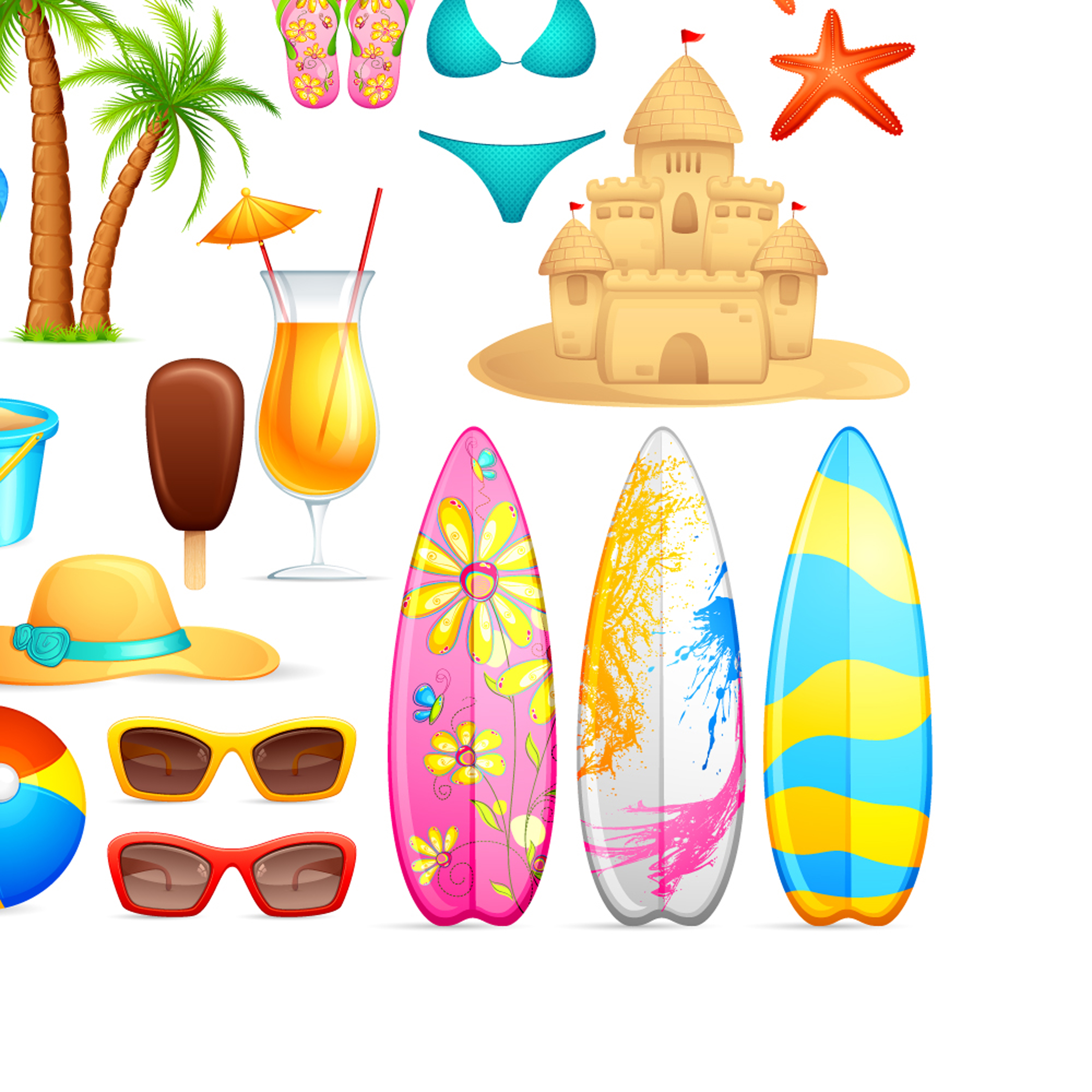 lovely seaside stickers 04 vector