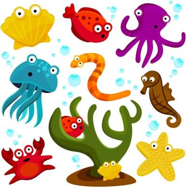 cartoon marine animals 01 vector