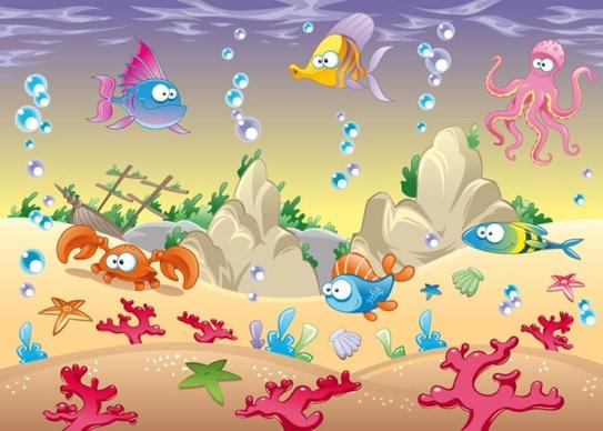 cartoon marine animals 05 vector