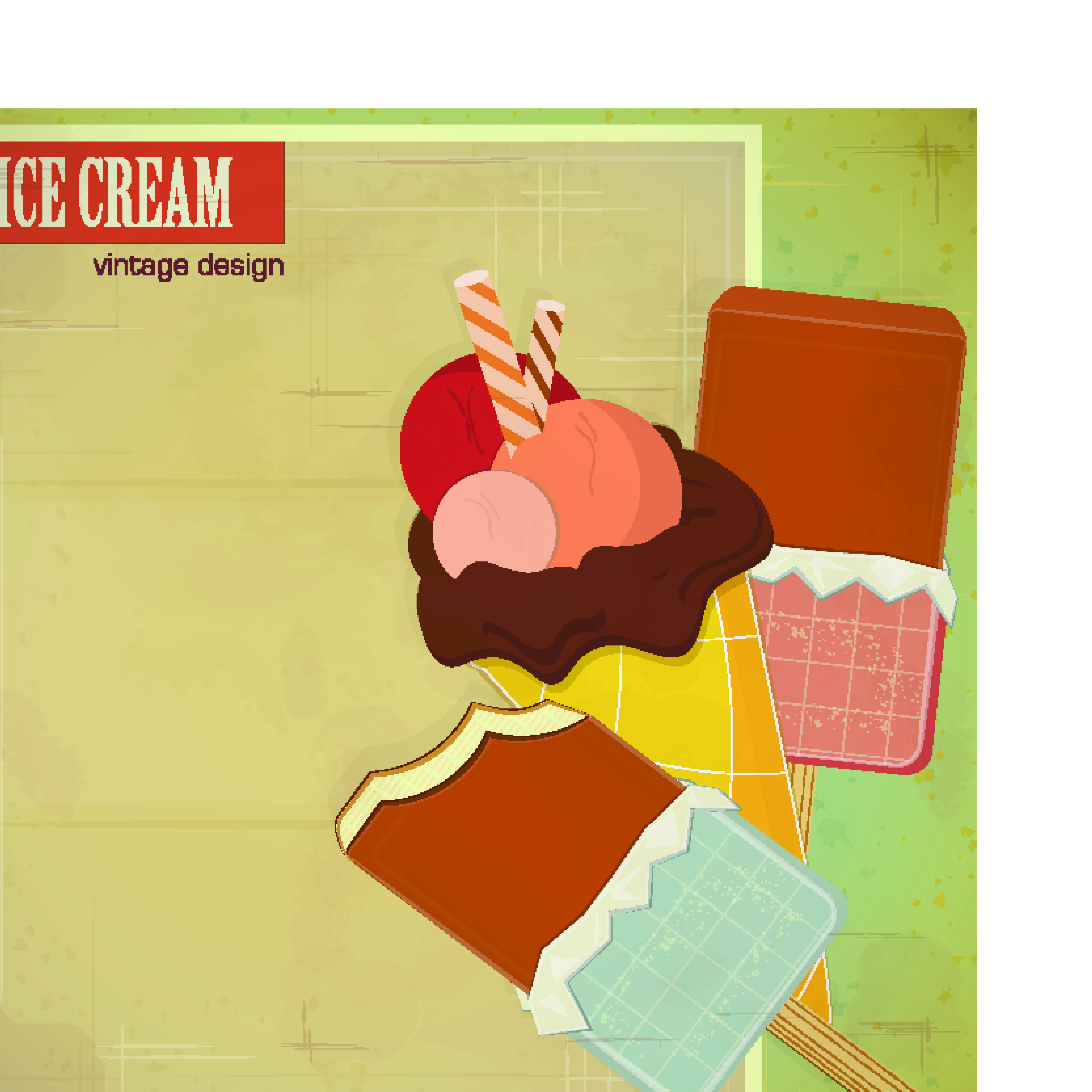 the retro cartoon ice cream 02 vector