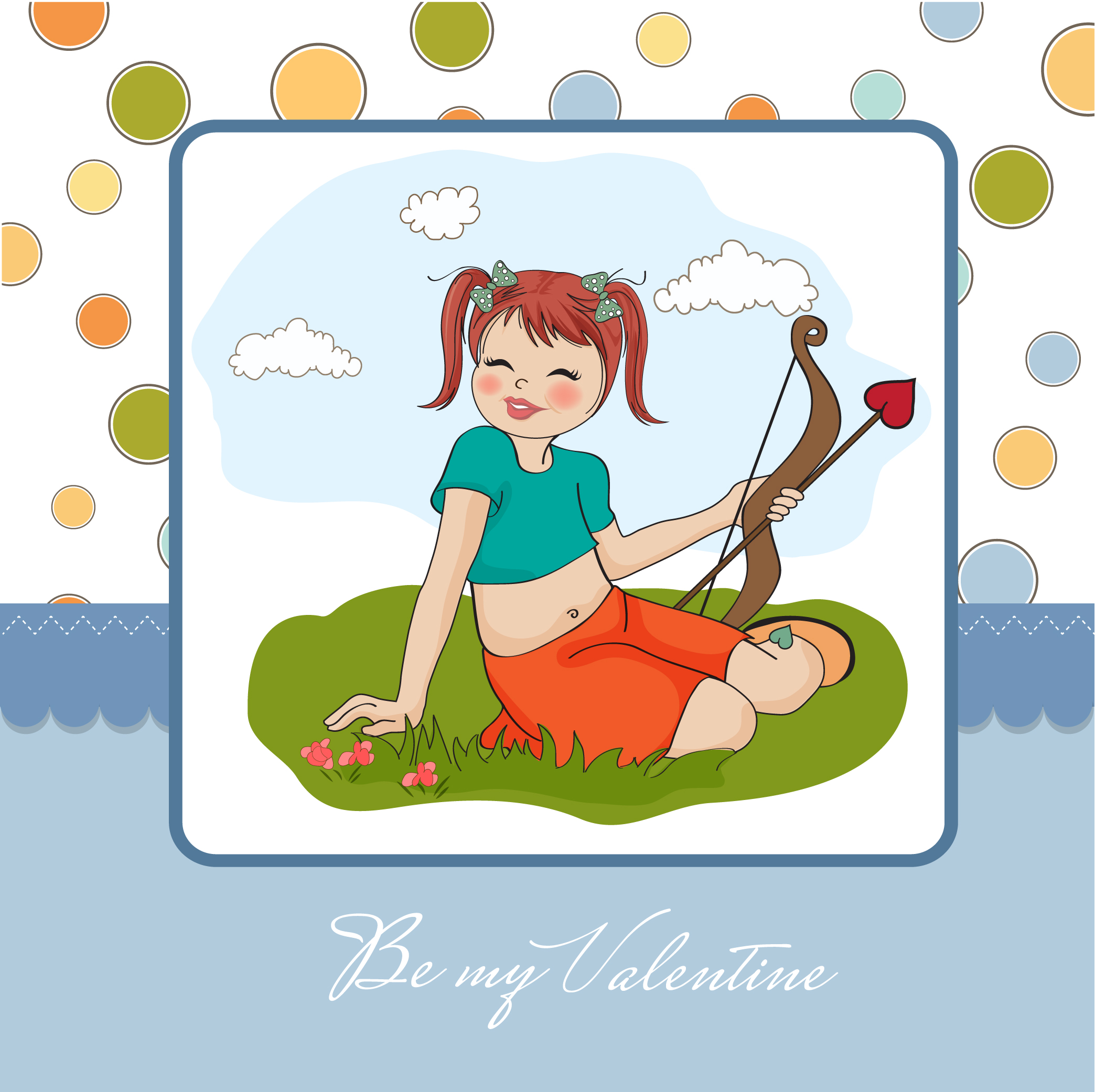 cartoon girl card 01 vector