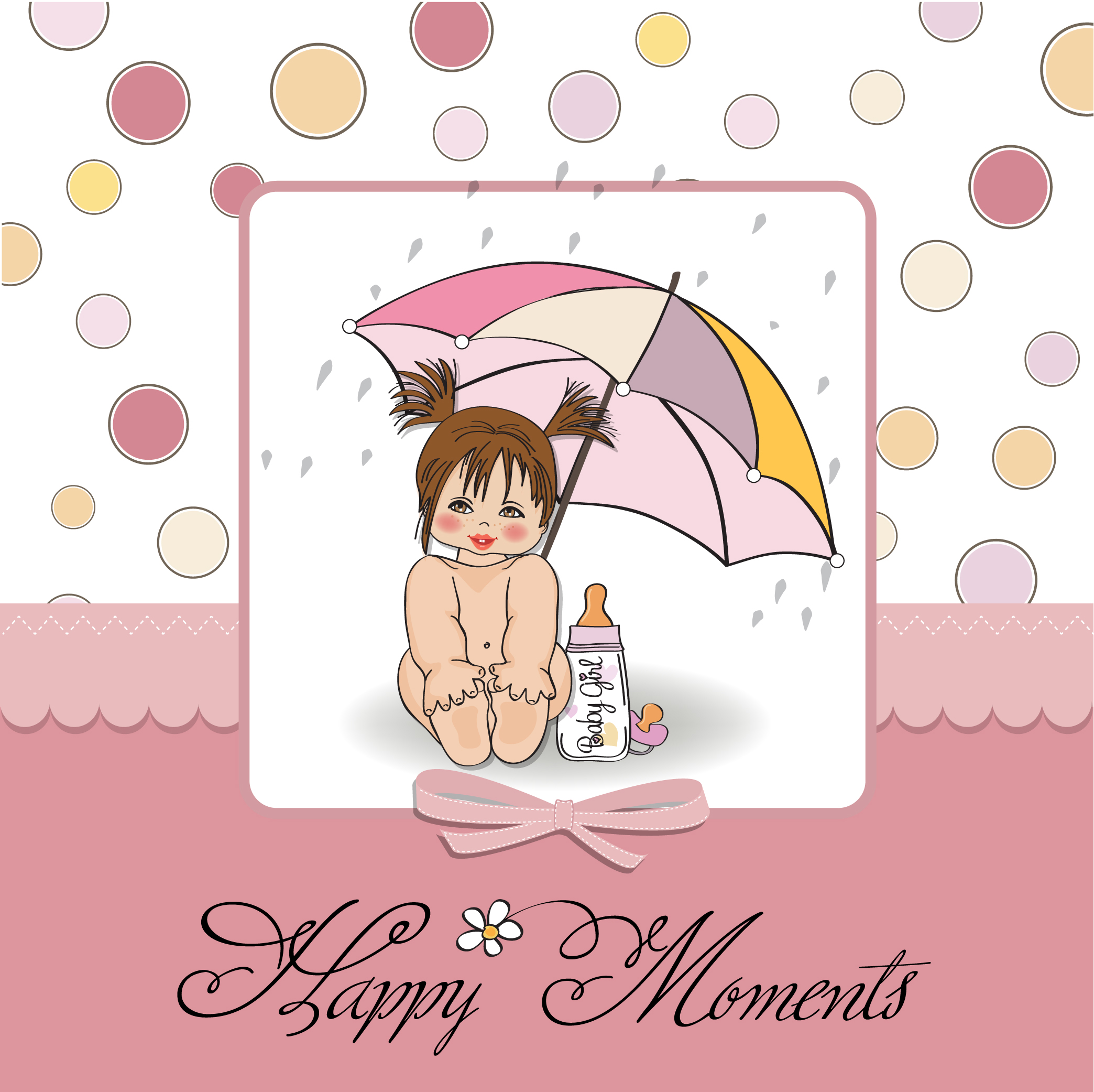 cute girl card 01 vector