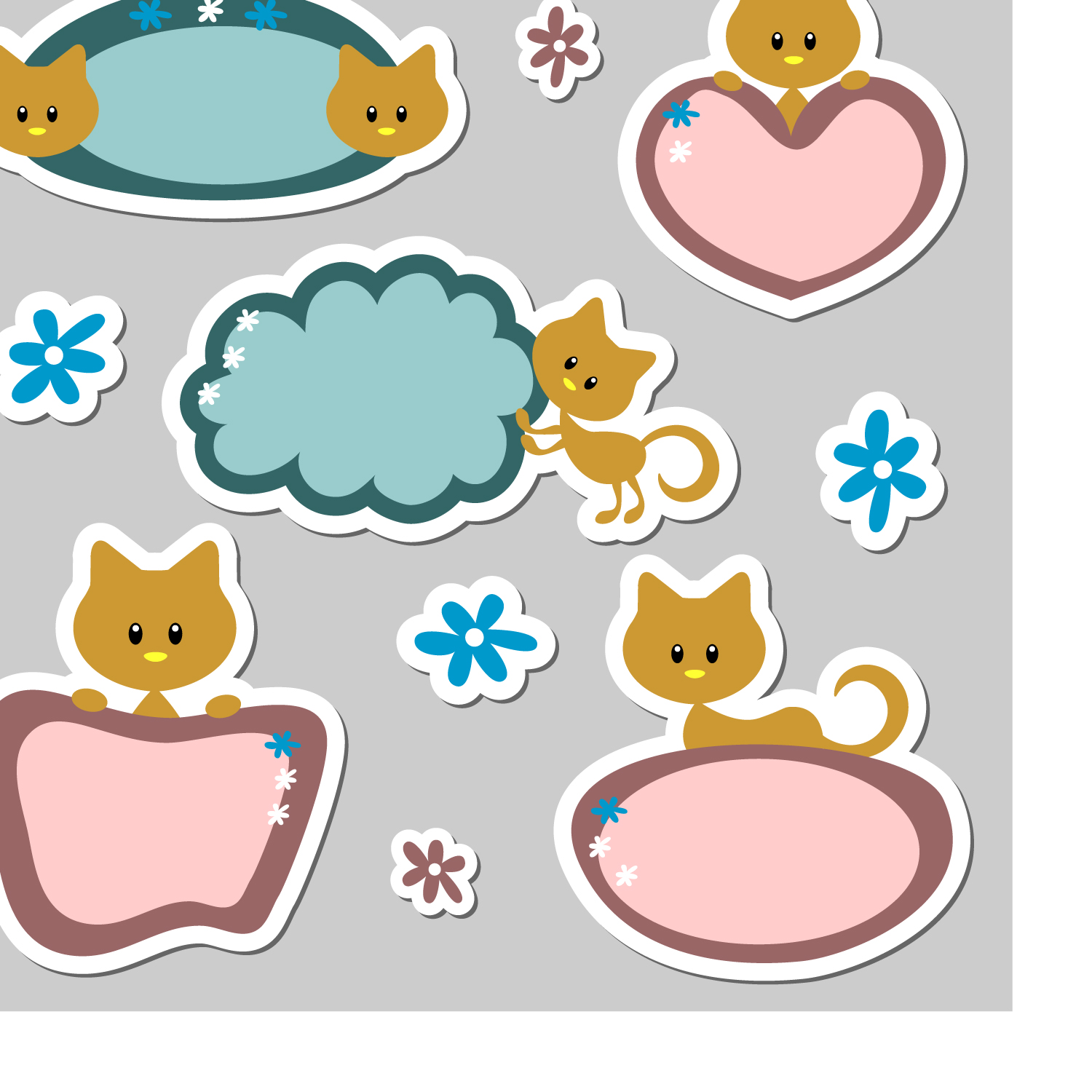 cute cartoon label 01 vector