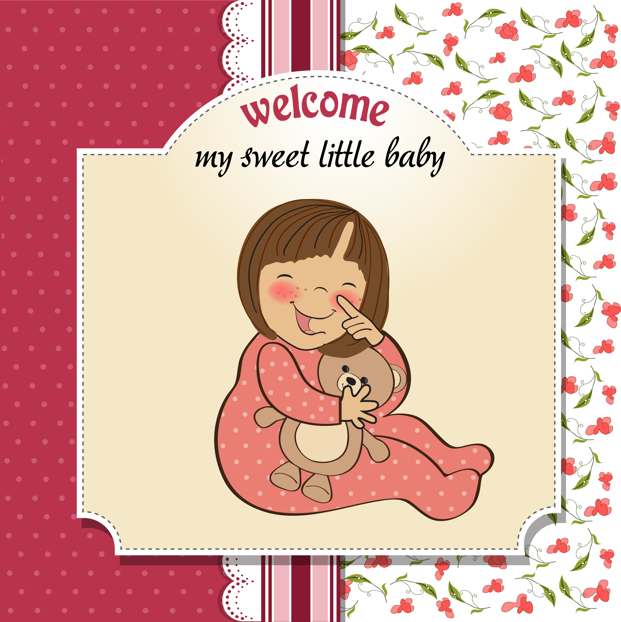 cartoon baby card 01 vector