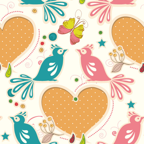 cartoon love birds pattern 05 vector