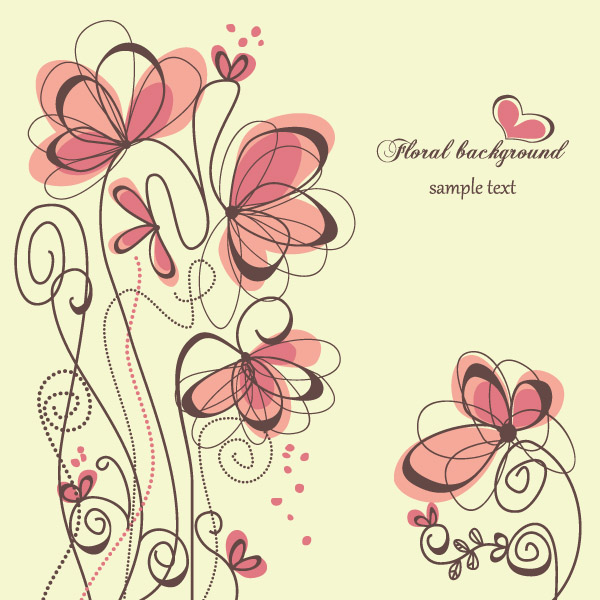 fashion handpainted flowers vector 1