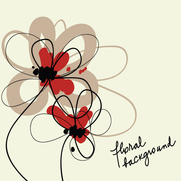 stylish handpainted flowers vector 4