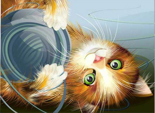 lie down cute kitten vector