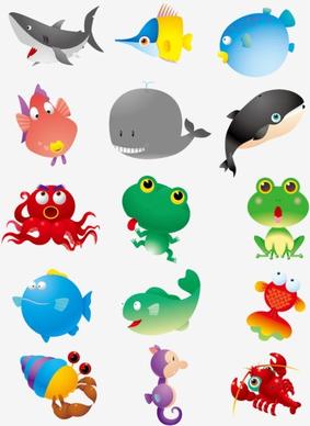 cartoon marine animals vector