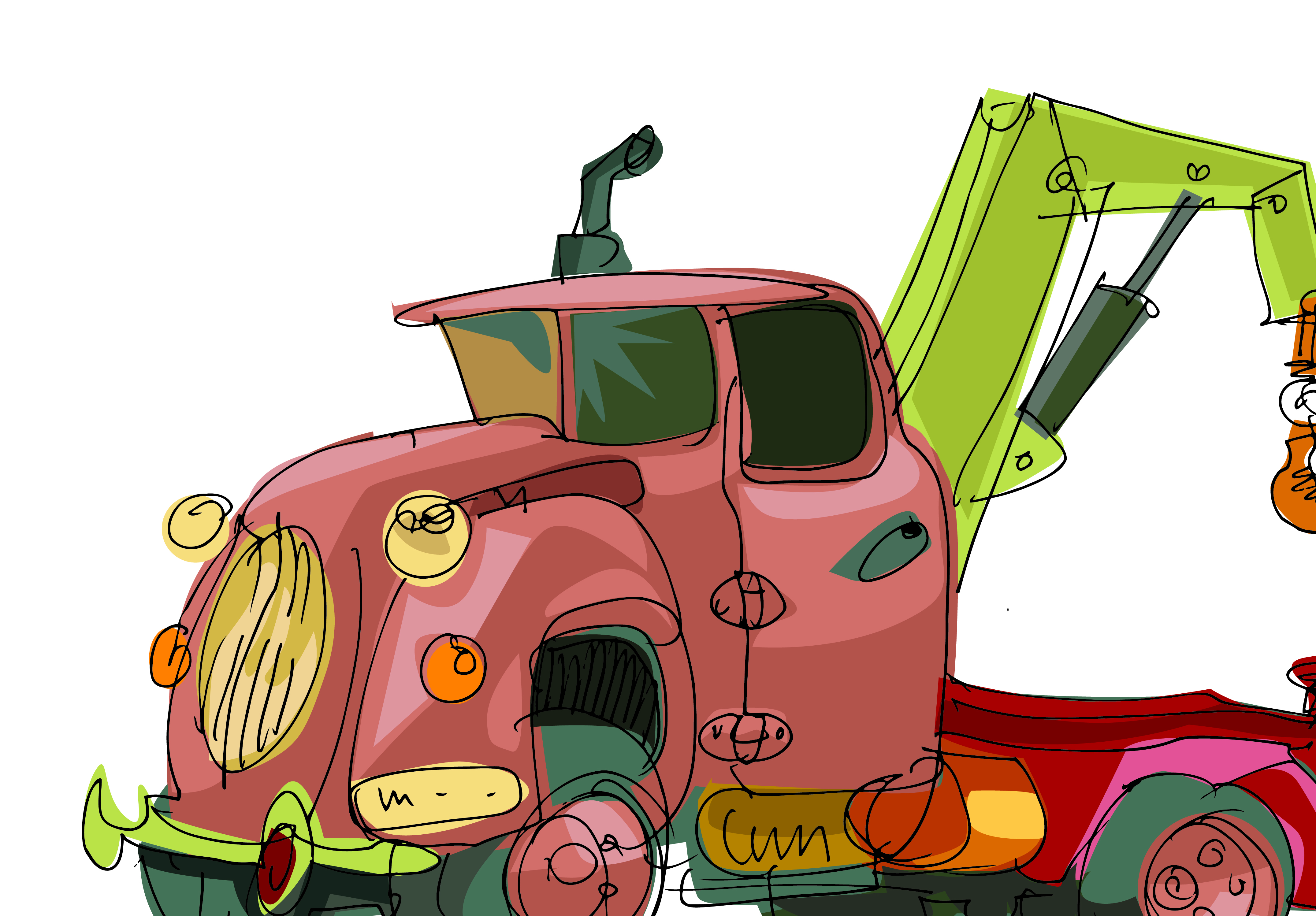 handpainted cartoon car 04 vector