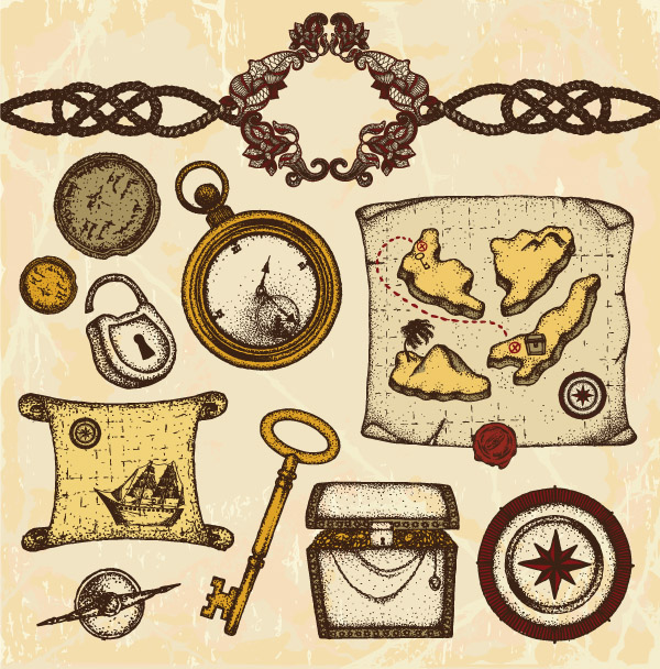 ancient nautical theme vector 2