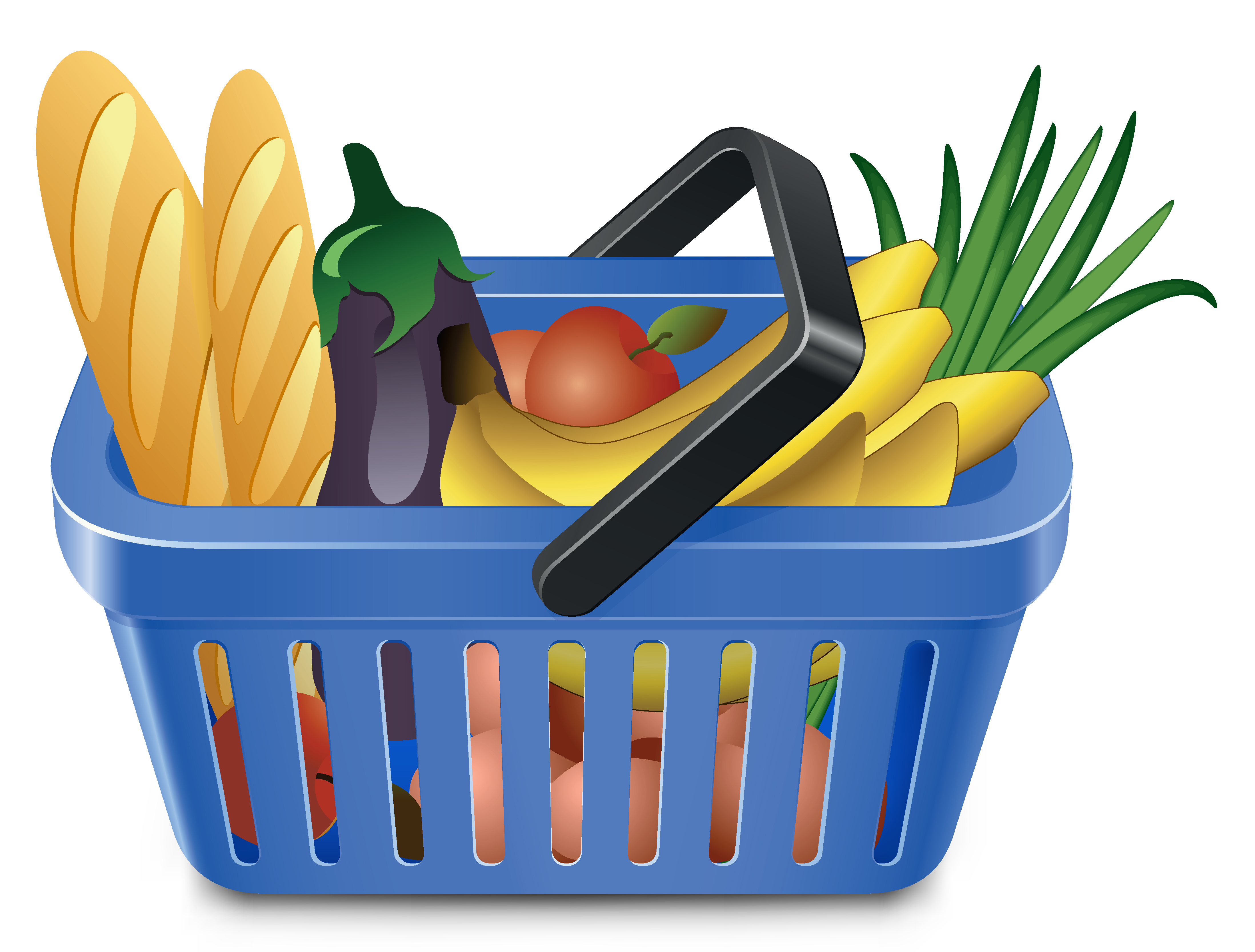 fruits and vegetables and shopping basket 05 vector