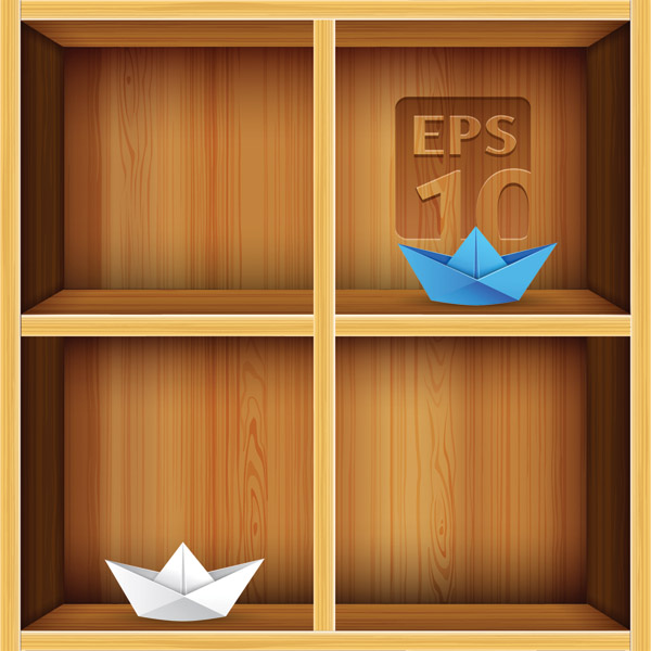 solid wood bookshelves vector 2