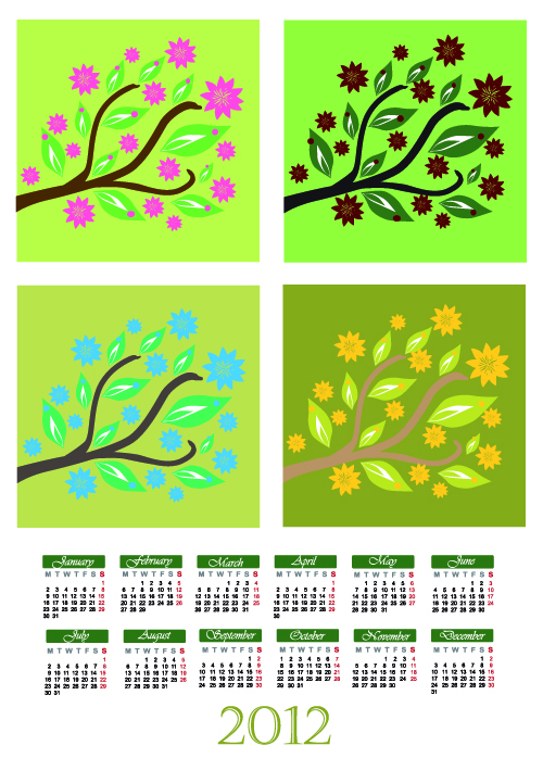 cartoon branches calendar 01 vector