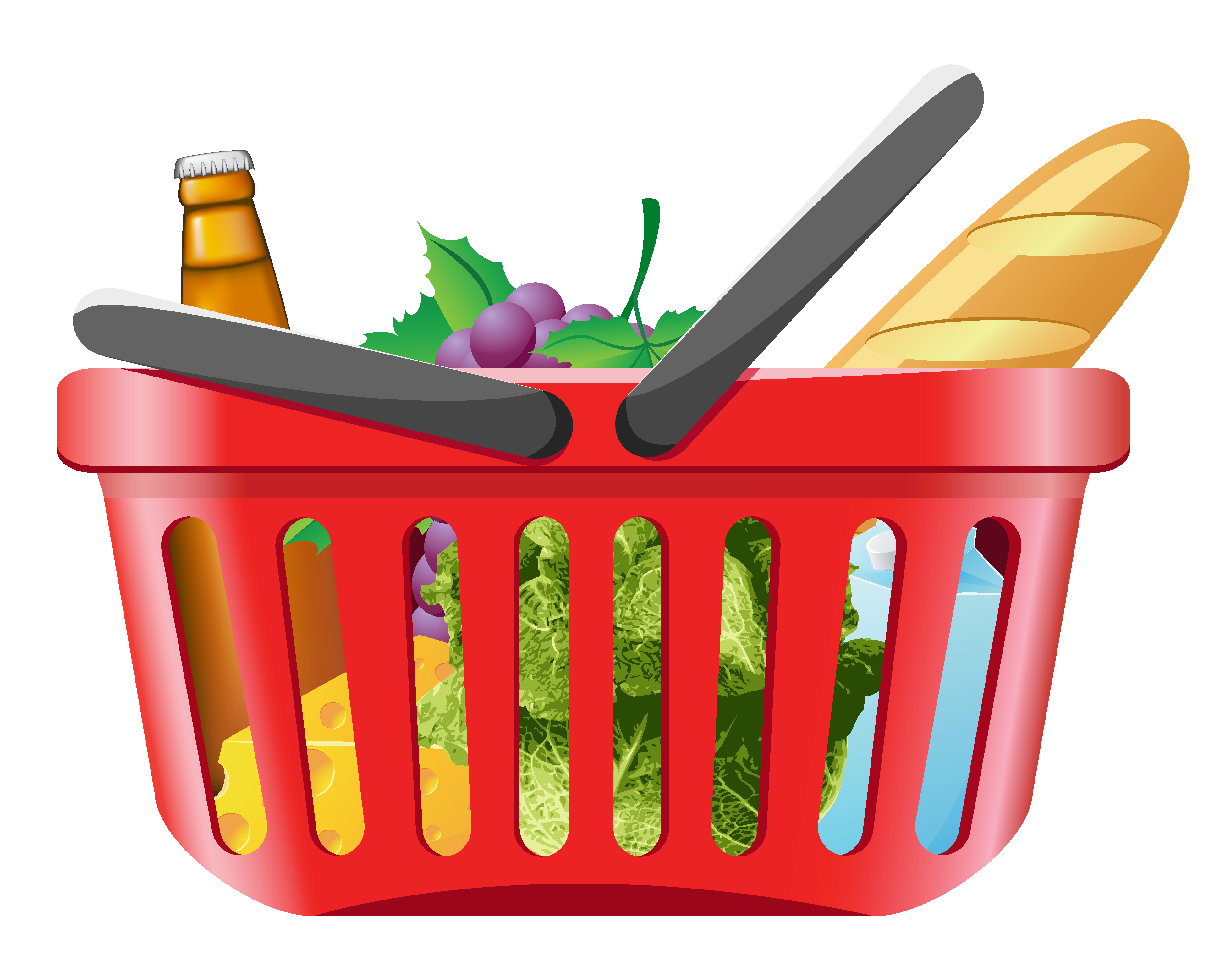 fruits and vegetables and shopping basket 01 vector