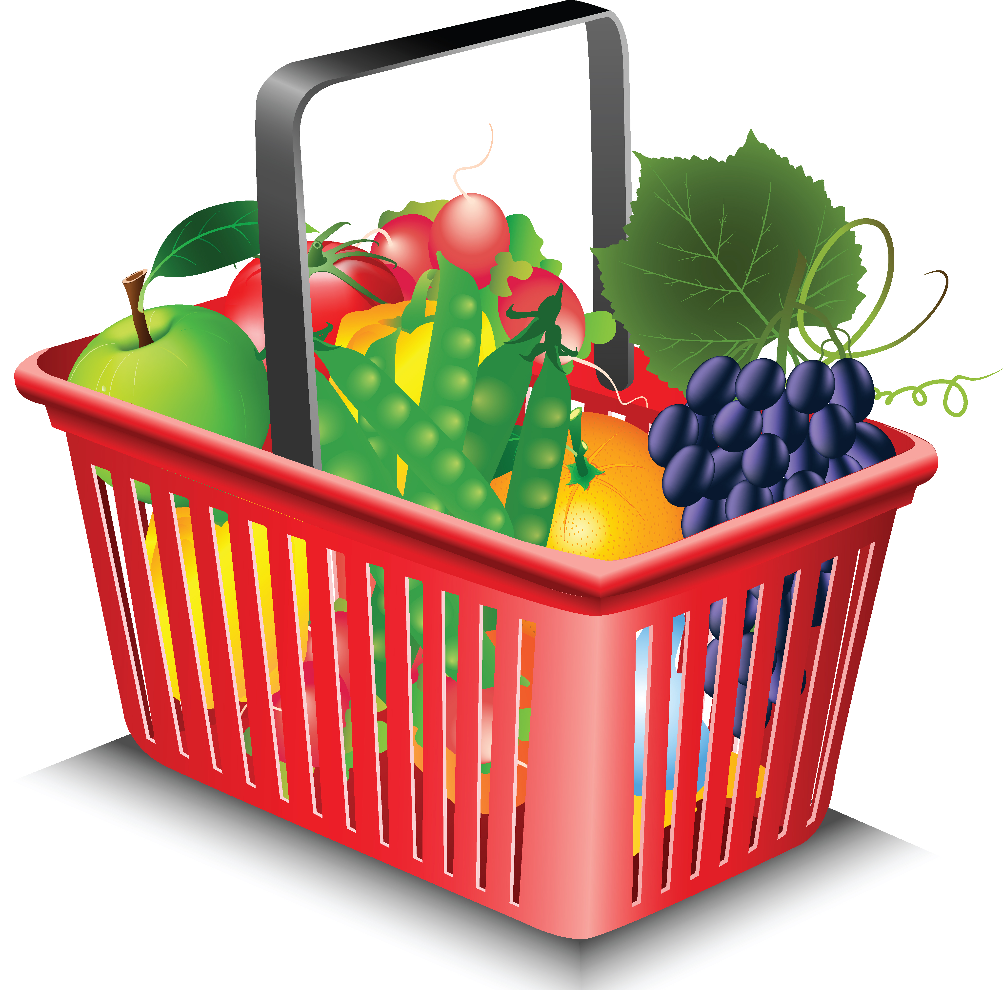 fruits and vegetables and shopping basket 02 vector