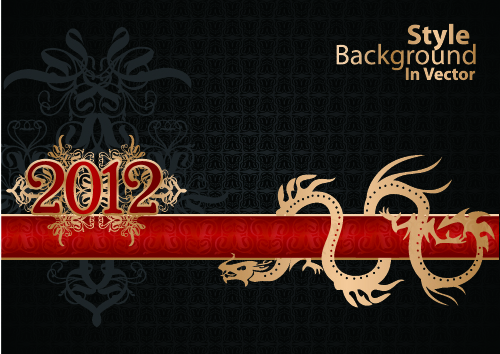 dragon calendar year background 01 vector