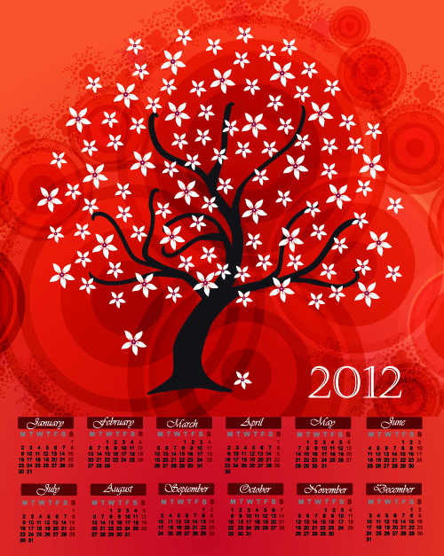 cartoon branches calendar 02 vector