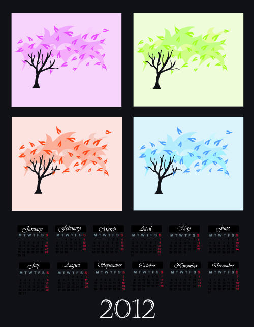 cartoon branches calendar 04 vector