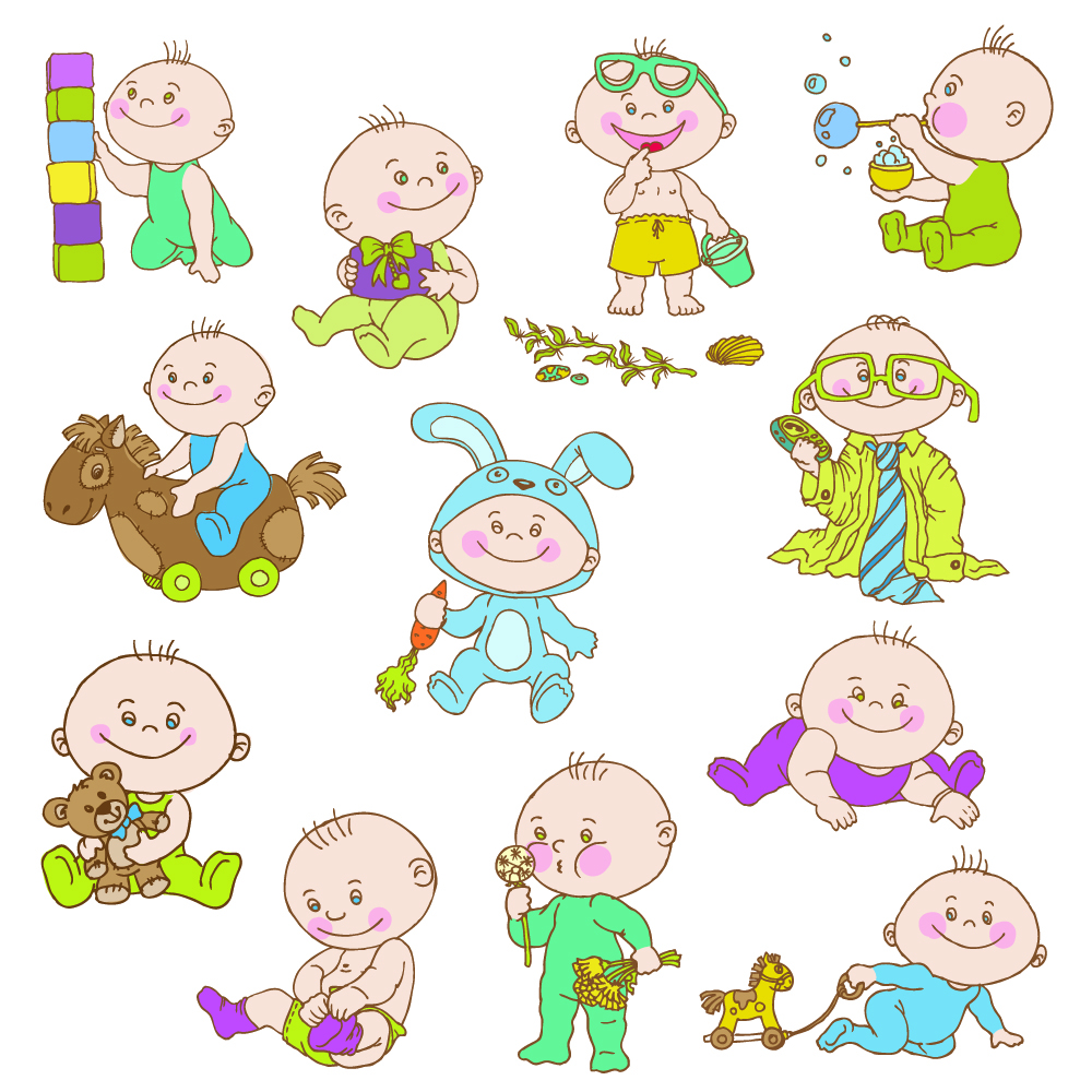 cute cartoon baby 01 vector