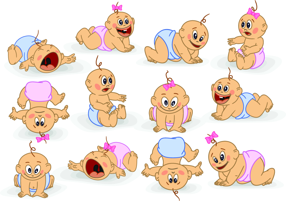 cute cartoon baby 03 vector