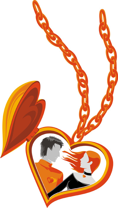 couple of heartshaped necklace vector