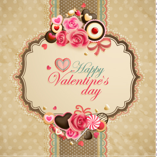 oldfashioned valentine cards 05 vector