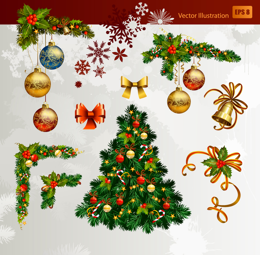 christmas decorative elements 01 vector