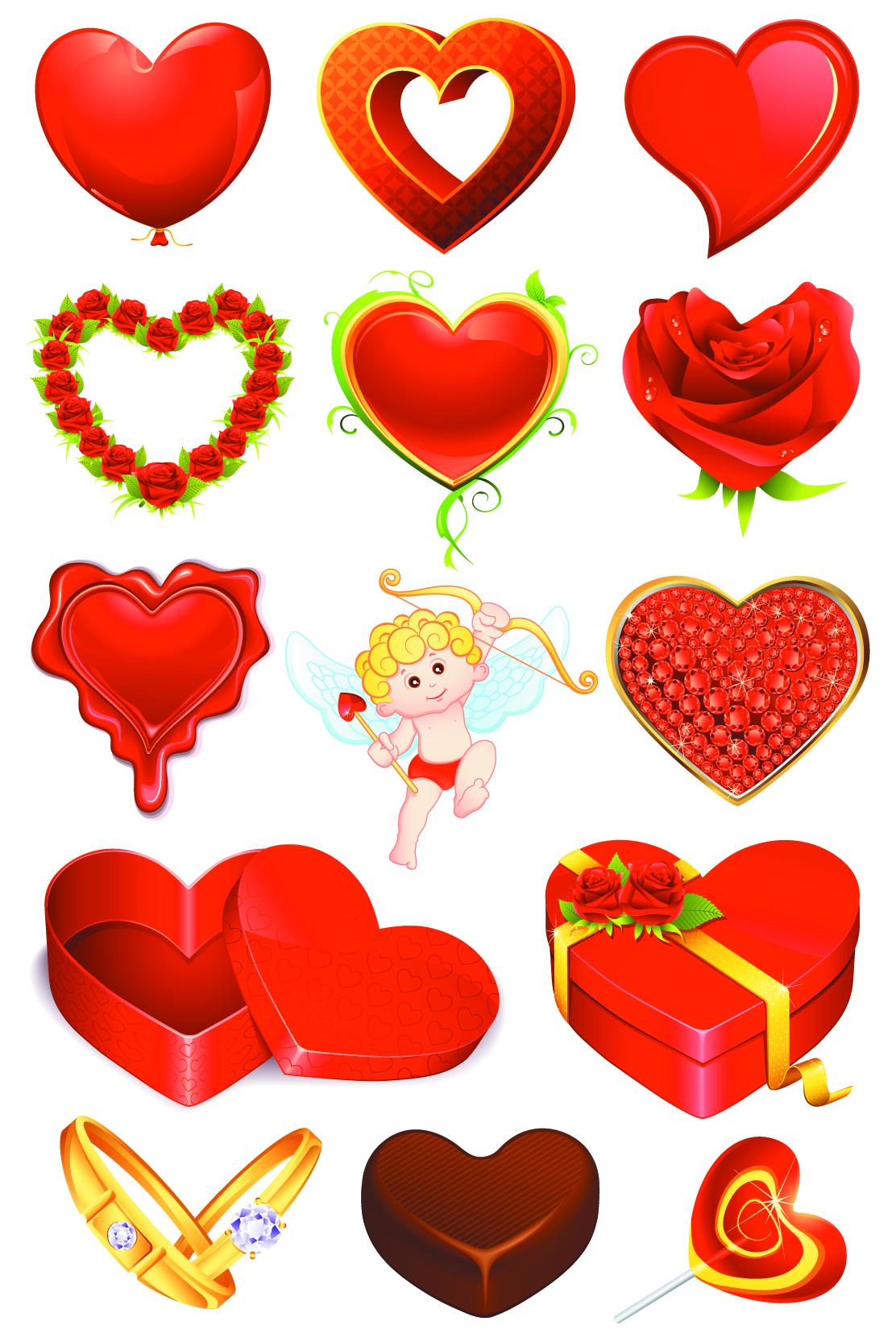 elements of romantic valentine39s day 01 vector