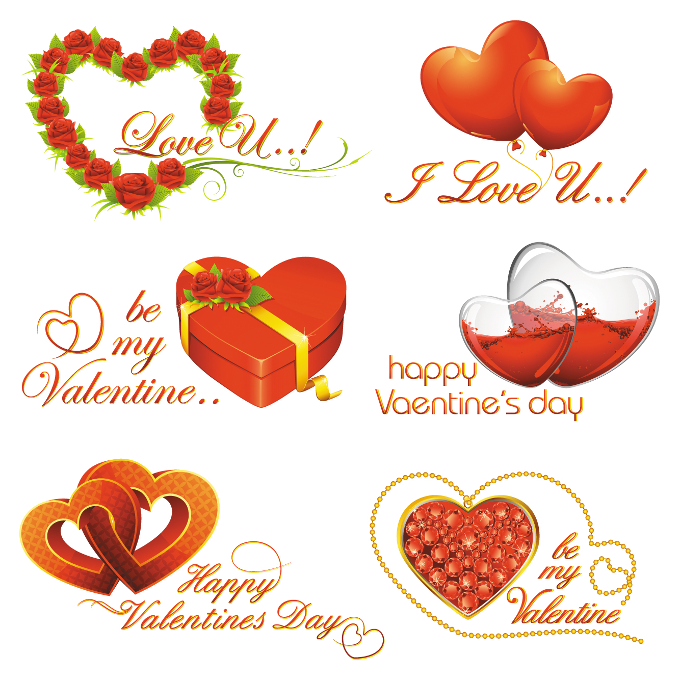 elements of romantic valentine39s day 02 vector