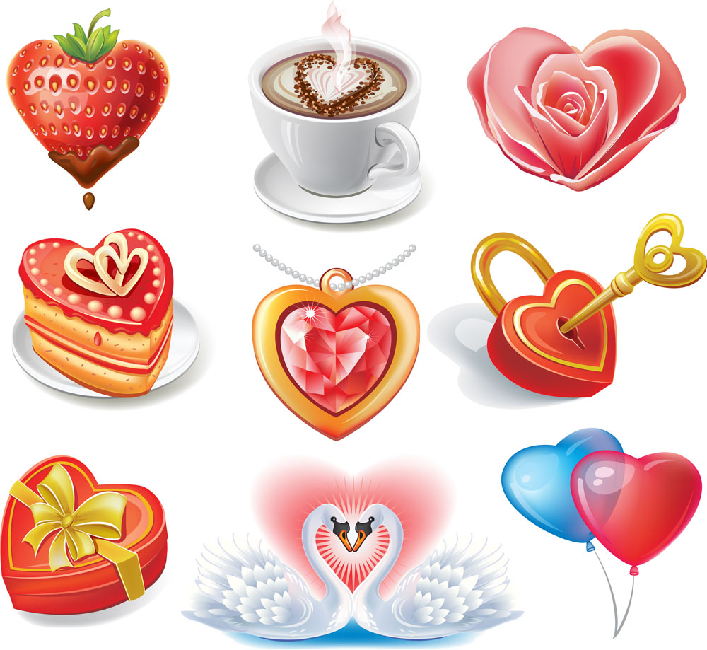 valentine39s day romantic elements 01 vector