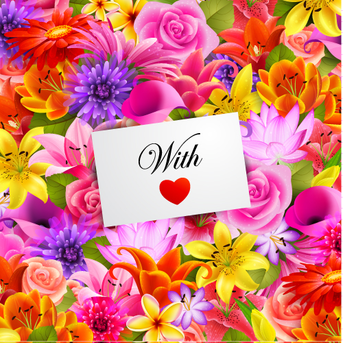 valentine39s day flowers background 01 vector