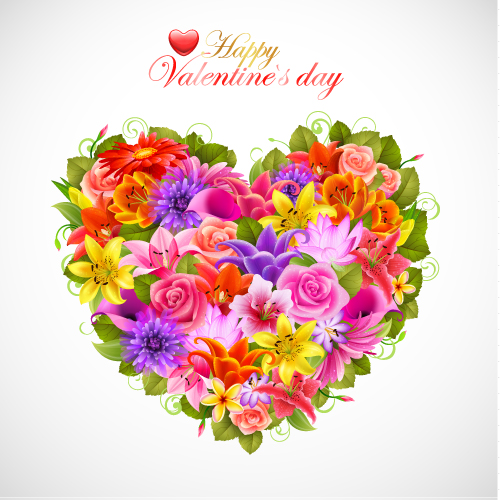 valentine39s day flowers background 02 vector