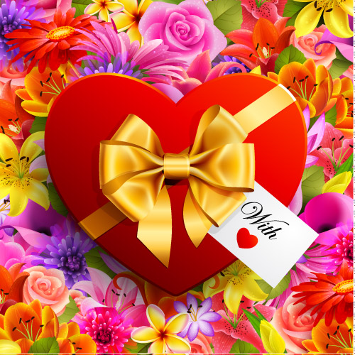 valentine39s day flowers background 03 vector