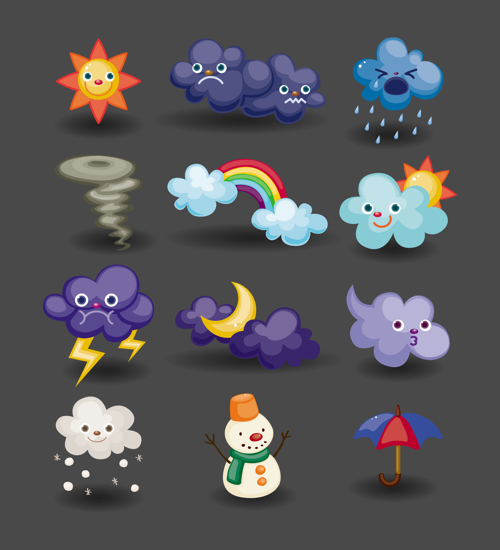 cartoon weather icon 04 vector