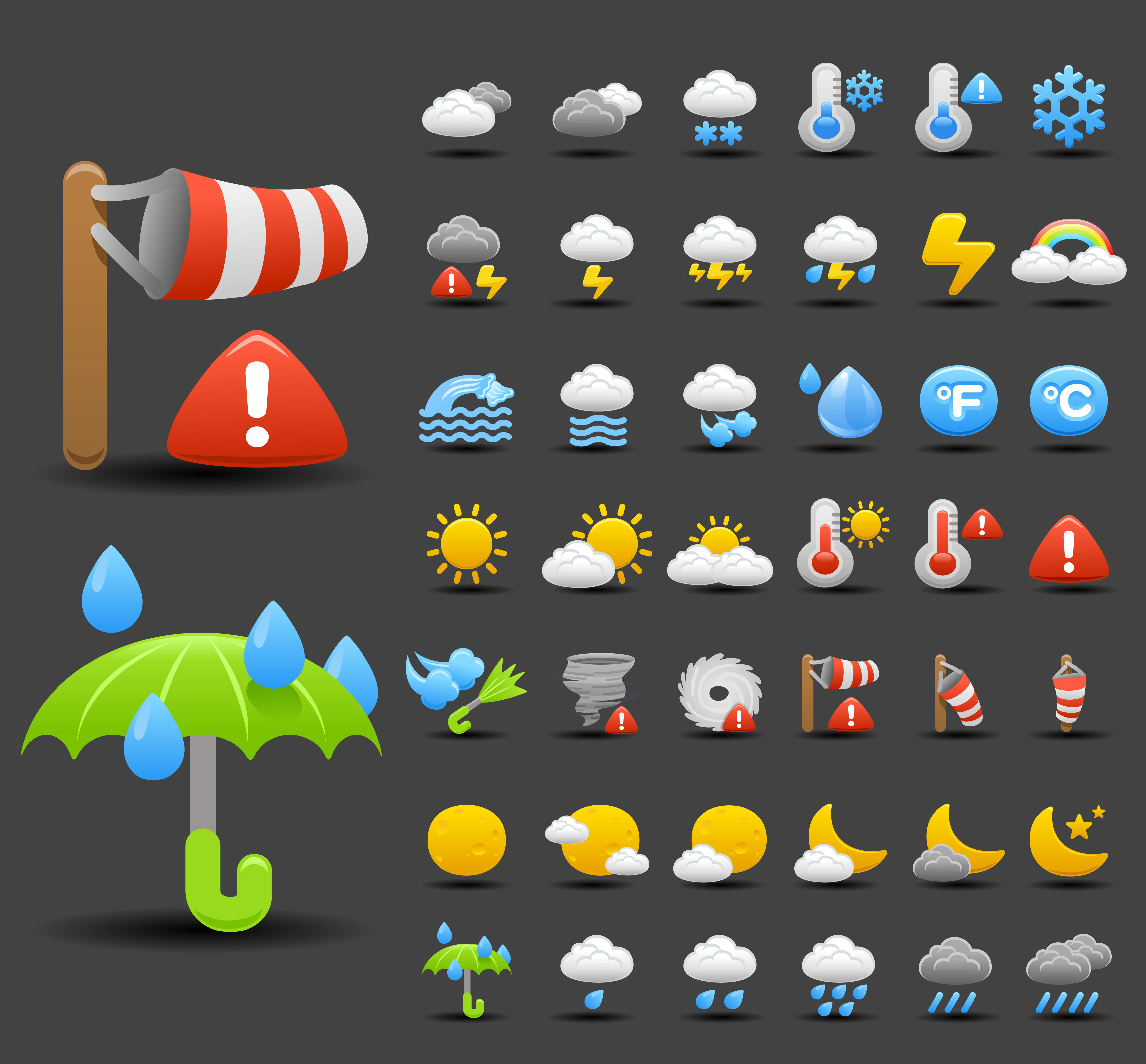 cartoon weather icon 01 vector