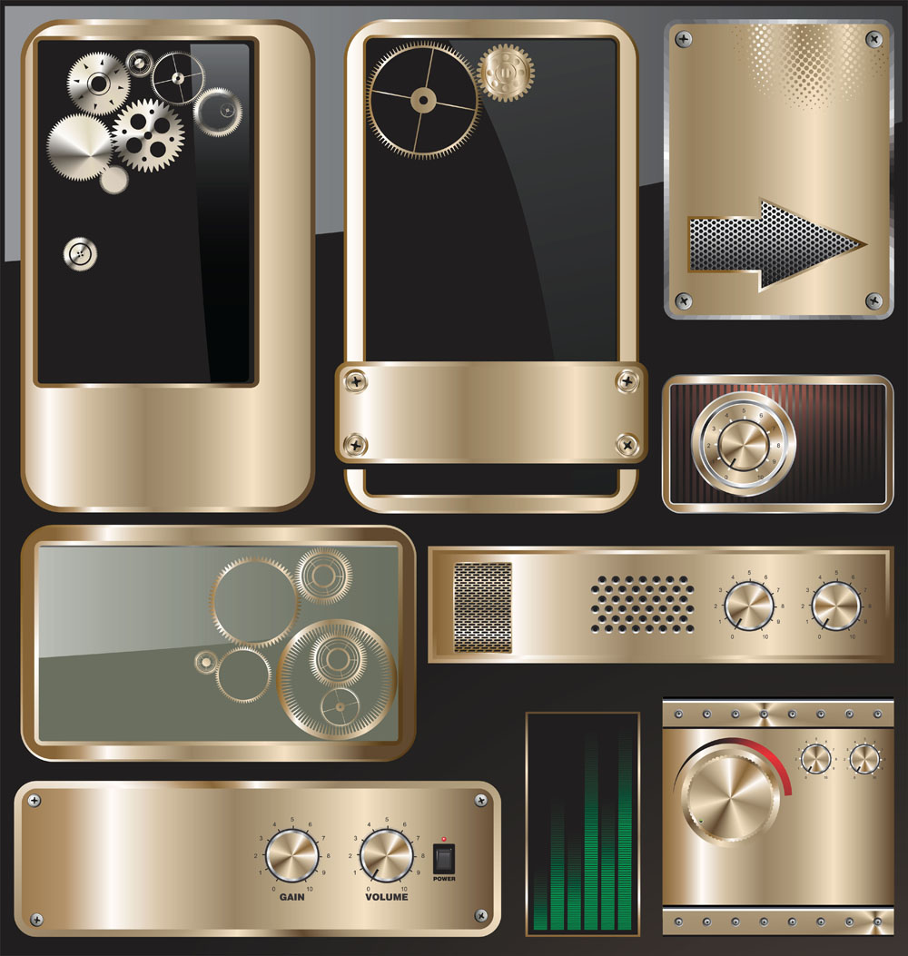 exquisite metal icon 01 vector