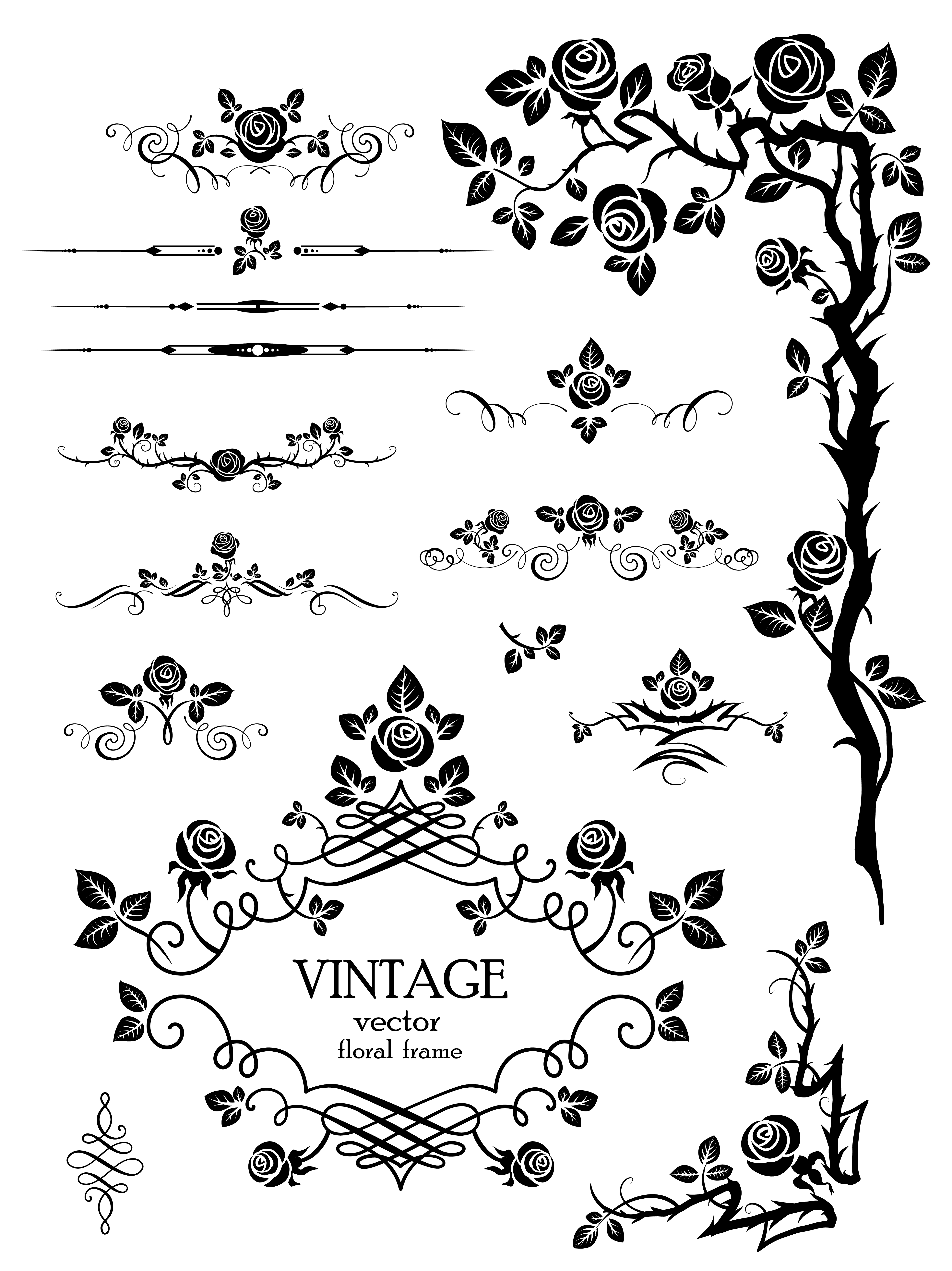 flowers silhouette lace 03 vector